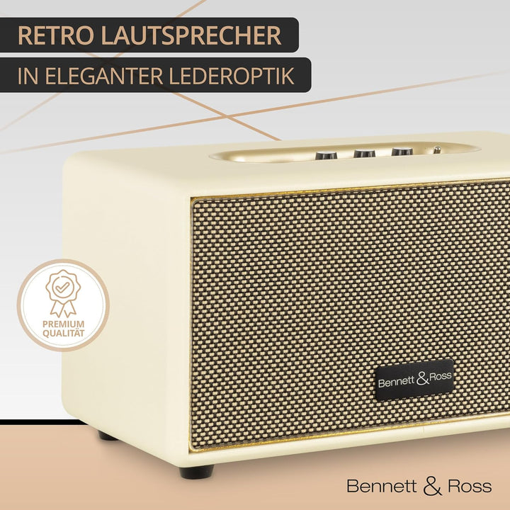 Bennett & Ross BB-860CW Blackmore - Retro Bluetooth Lautsprecher in Lederoptik - Vintage Speaker mit