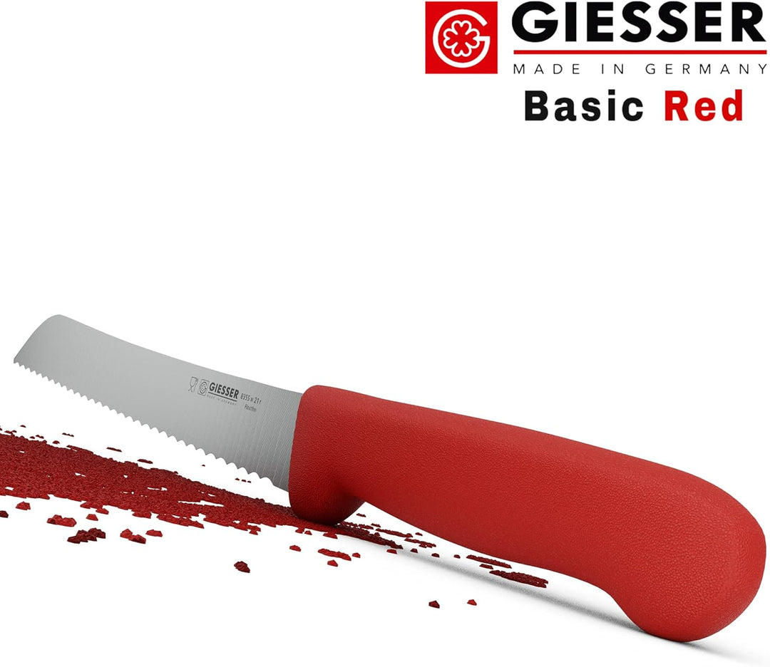 Giesser seit 1776 - Made in Germany - Brotmesser rot, Basic Red, Klinge 21 cm, Wellenschliff, rutsch