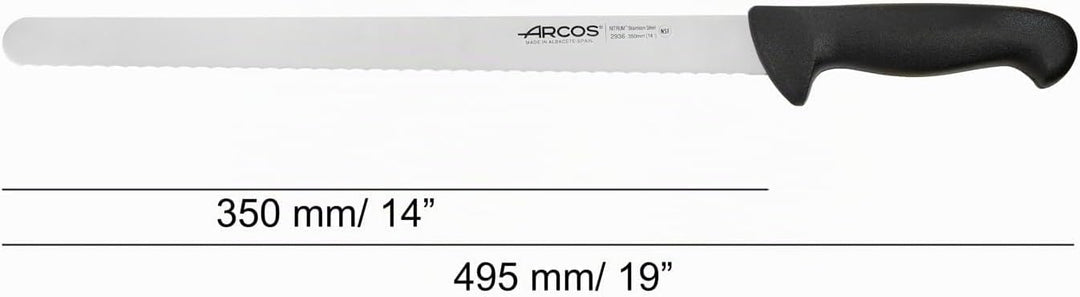 Arcos Kuchenmesser Flexibel 35 cm - Gezahnte Edelstahlklinge NITRUM - Präziser Schnitt - Schwarzer P