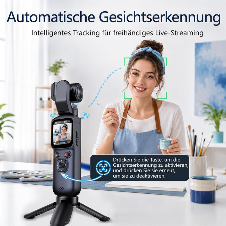 4K Vlogging Kamera Vlog Handkamera mit KI Gesichtserkennung &amp; App Anbindung