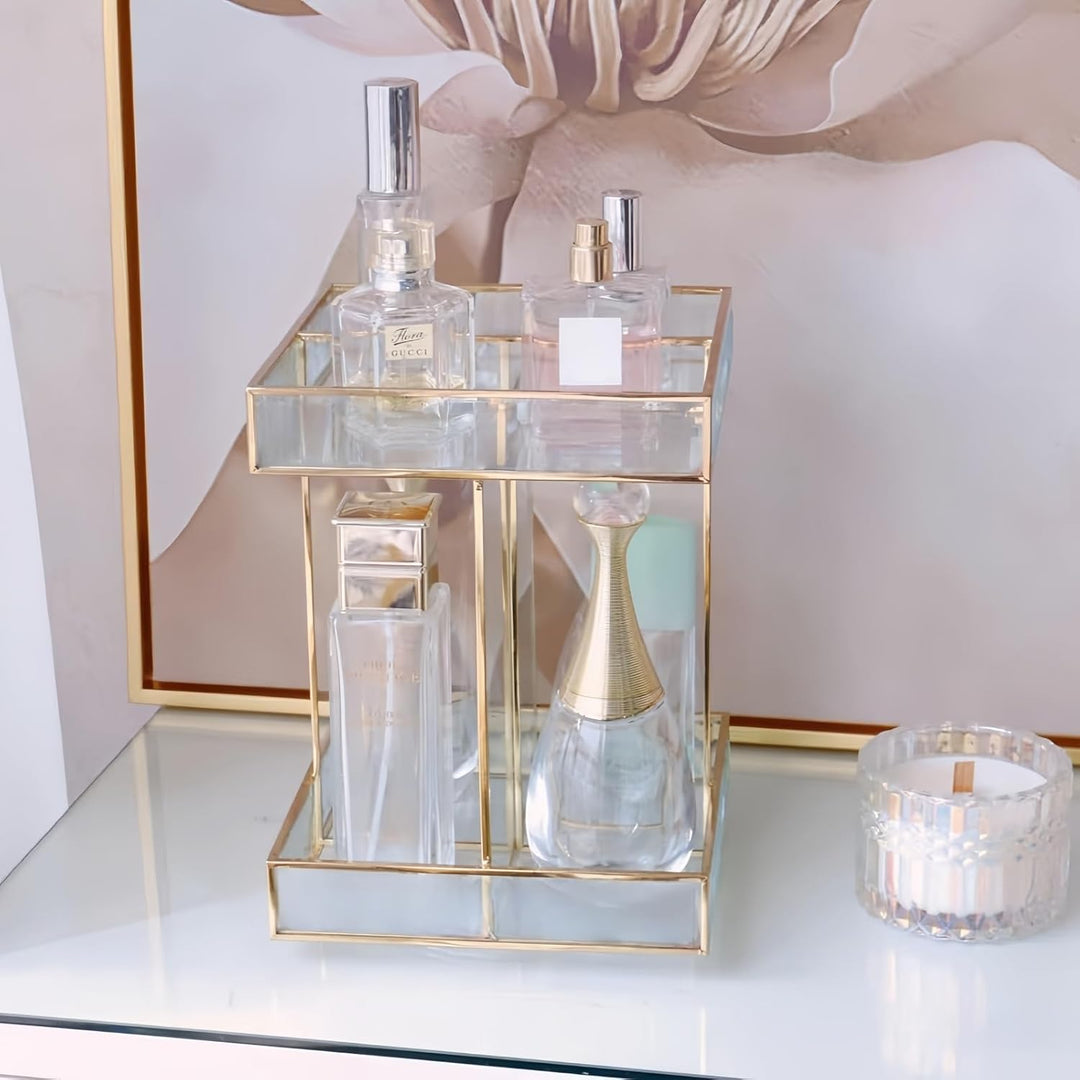 SLHEQING 360° drehbarer Kosmetik organizer, Grosse Kapazität Beauty Organizer, Glas Make Up Organize