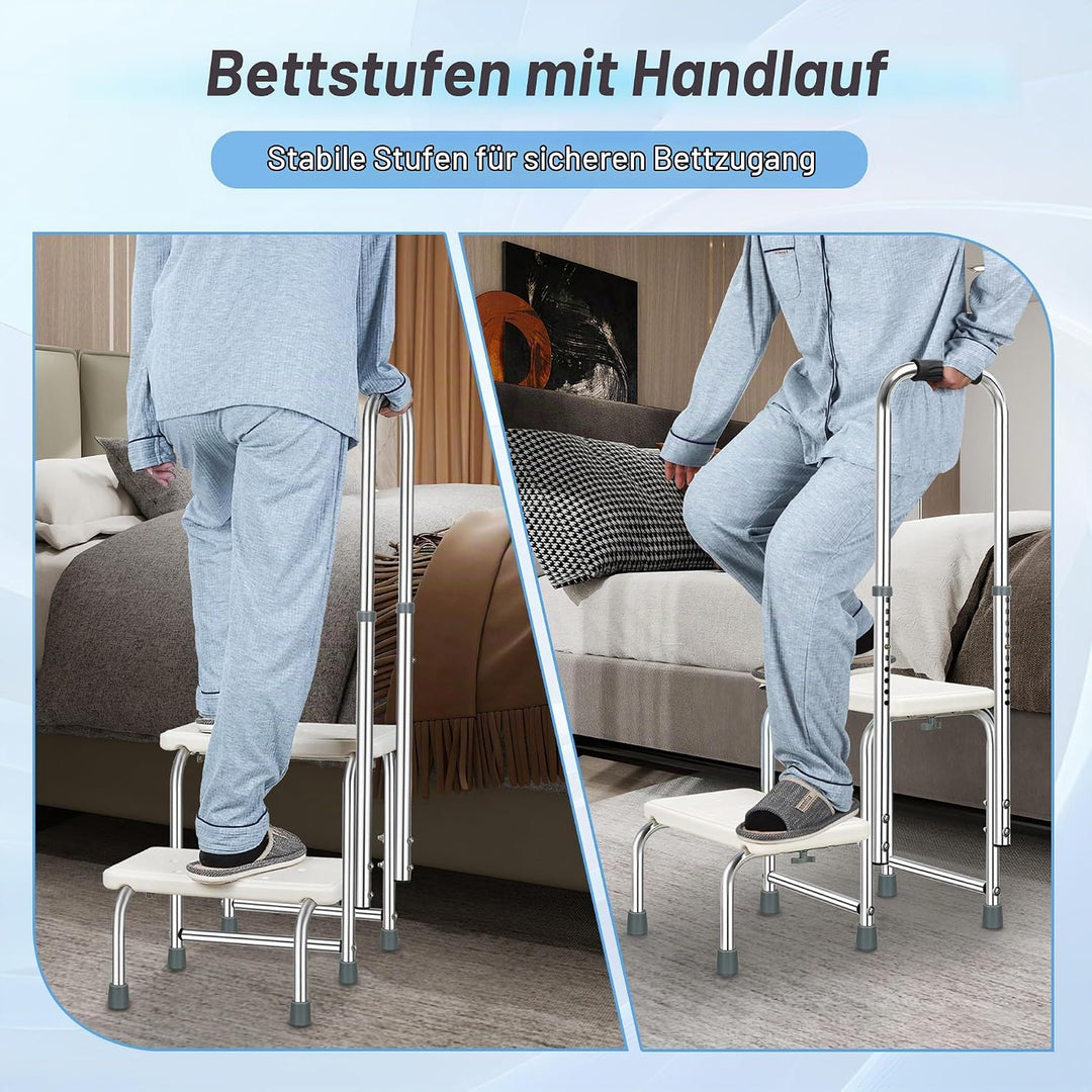 Mobile Sicherheits-Tritt Badewanneneinstiegshilfe Senioren, Höhenverstellbar rutschfest,2Treppenstuf