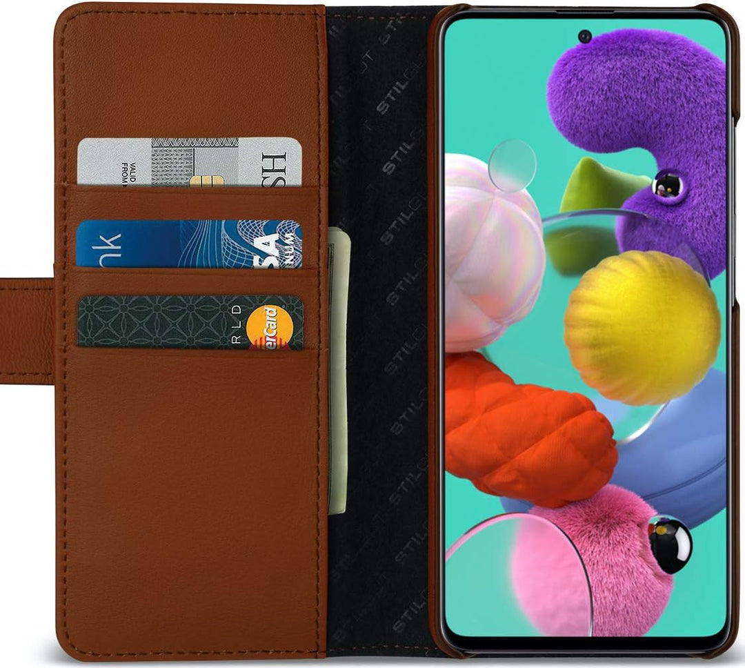 STILGUT Talis kompatibel mit Samsung Galaxy A51 Hülle mit Kartenfach aus Leder, Wallet Case, Lederhü