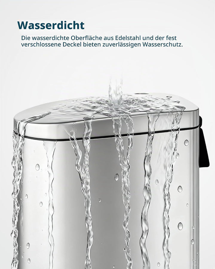 GarveeHome 10 Liter badezimmer mülleimer aus Edelstahl mit Deckel, schlankes und wasserdichtes Desig