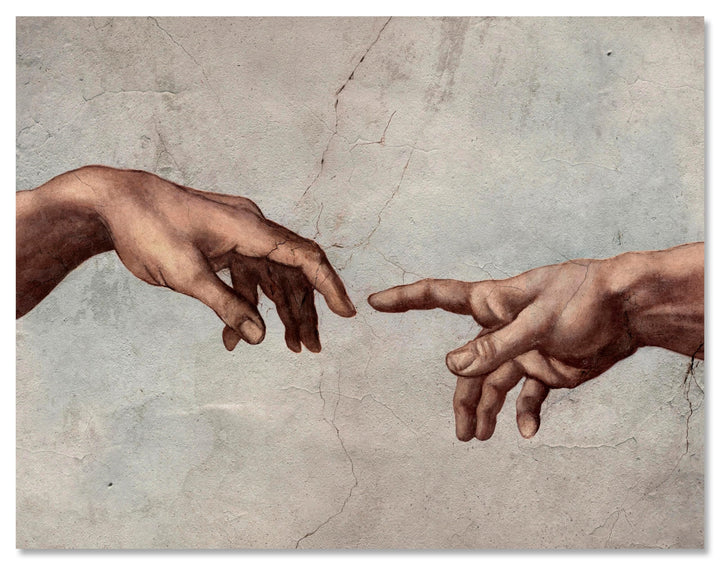 wandmotiv24 Leinwand-Bild Davinci Hände, Grösse 40x30cm, Querformat, Wandbilder, Dekoration Wohnzimm