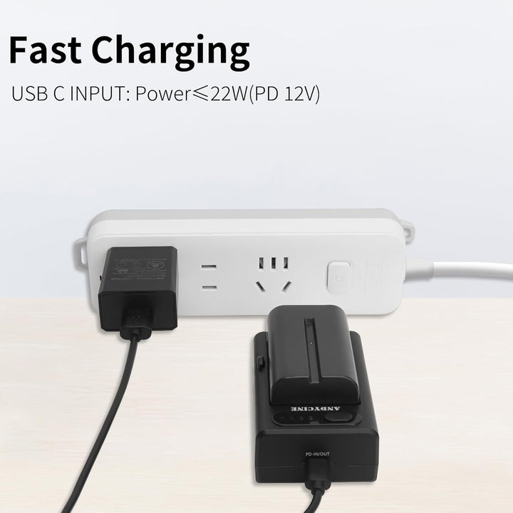 NP-F Batteriplatte mit USB C IN/OUT Dual DC 12V 8.4V OUT, ANDYCINE NPF-G2 Multifunktions Akku Adapte