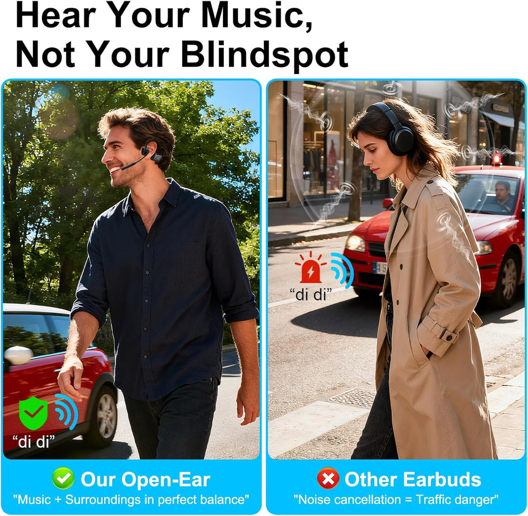 Smof Bluetooth Headset mit Mikrofon, Open-Ear Kopfhörer Bluetooth 5.1 mit Geräuschunterdrückung und