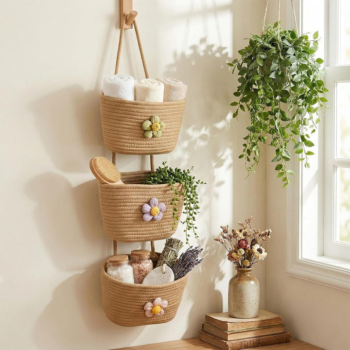 Hängekorb Wand Formstabiles 3-Stufen Design Hängeorganizer Tür Für Bad & Schlafzimmer Hängeregal Aus