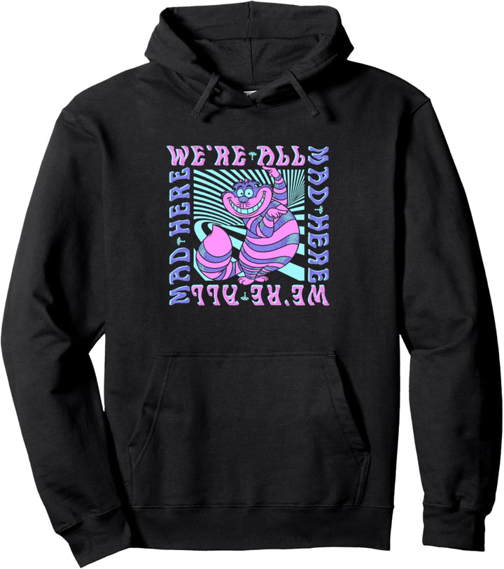 Disney Alice In Wonderland Cheshire Cat We're All Mad Box Up Pullover Hoodie