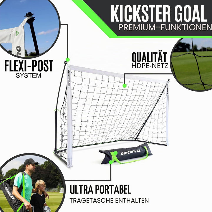QUICKPLAY KICKSTER Fussballtor - Ultra tragbares Fussballnetz für alle Altersgruppen - Schnell aufba