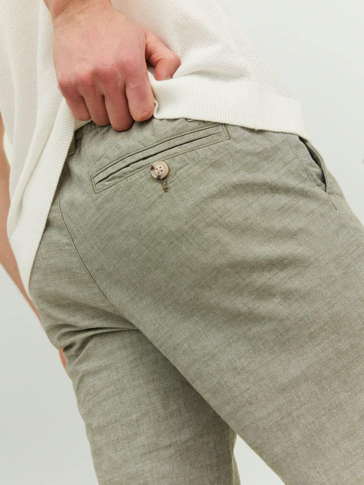 JACK & JONES Herren Jpstollie Jjcove Linen AKM Chinohose 29W / 32L Deep Lichen Green, 29W / 32L Deep