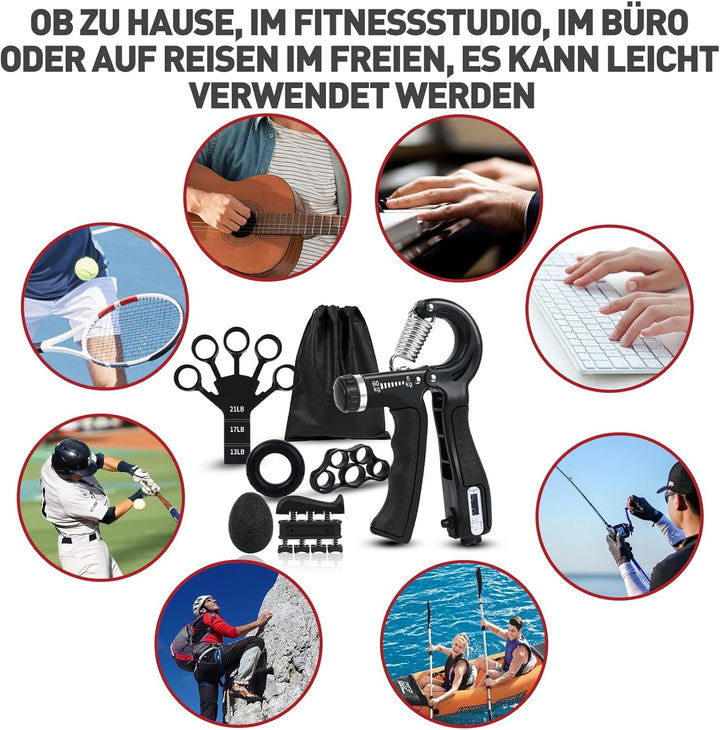 GOORFACHandtrainer Fingertrainer (6-teilig) Griffkraft Trainer Krafttraining Griffstärker Verstellba