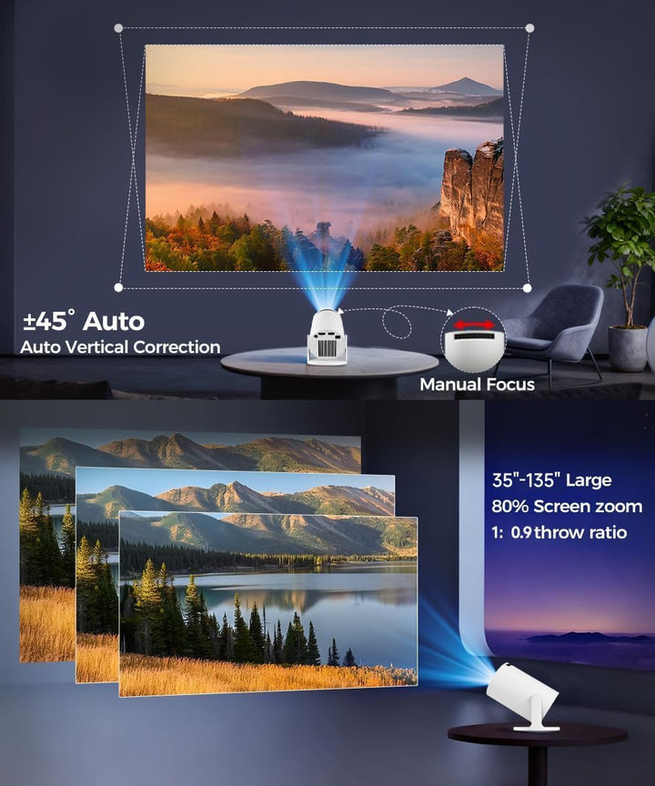 Mini Beamer 4K Unterstützt Android 11, Smart Projector 5G WiFi 6 BT 5.0, Mini Projektor Full HD 1080