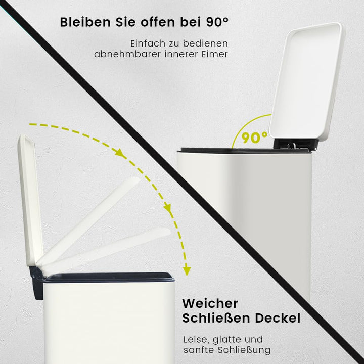 Mülleimer,30L Treteimer mit Inneneimer,30 Liter Schmaler Abfalleimer mit Pedal,Edelstahl Tretmülleim