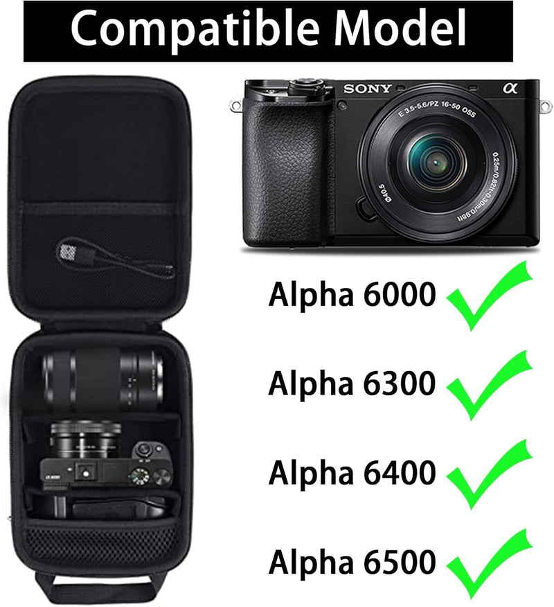 Aenllosi Harte Hülle Tasche für Sony Alpha 6000 6300 6400 6500 6700 Systemkamera, schwarz (Nur Tasch