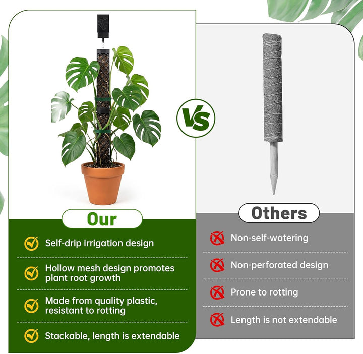 Moosstab Selbstbewässerung Erweiterbar, 4 Stück 24,5cm Monstera Rankhilfe Pflanzenstütze Kletterhilf
