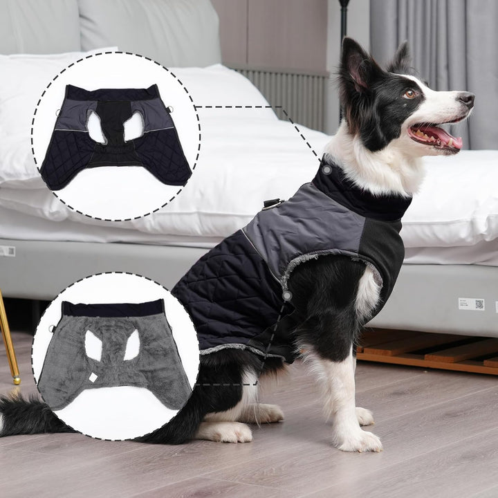 Warmer Fleece-Hundemantel für kleine Hunde, D-Ringe, wasserdichte Welpenjacke für den kalten Winter,