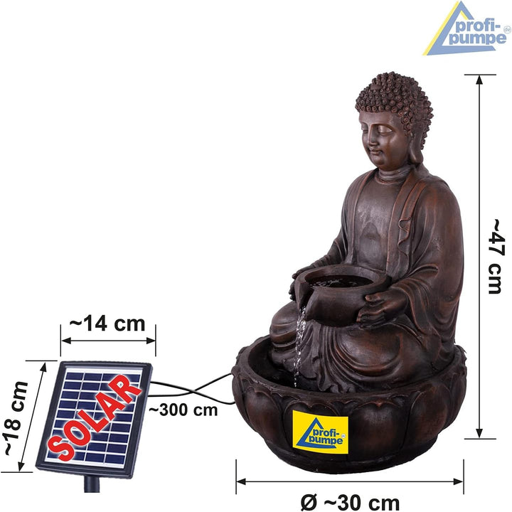 Solar Gartenbrunnen Brunnen Solarbrunnen Zierbrunnen Wasserfall Zhen Kraft-Quelle lichtgrau Gartenle