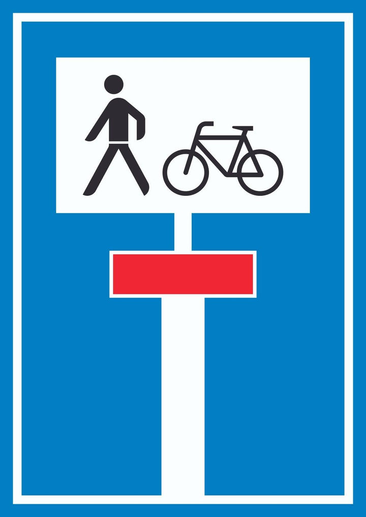 Sackgasse Radverkehr Fussgänger erlaubt Schild A2 (420x594mm), A2 (420x594mm)
