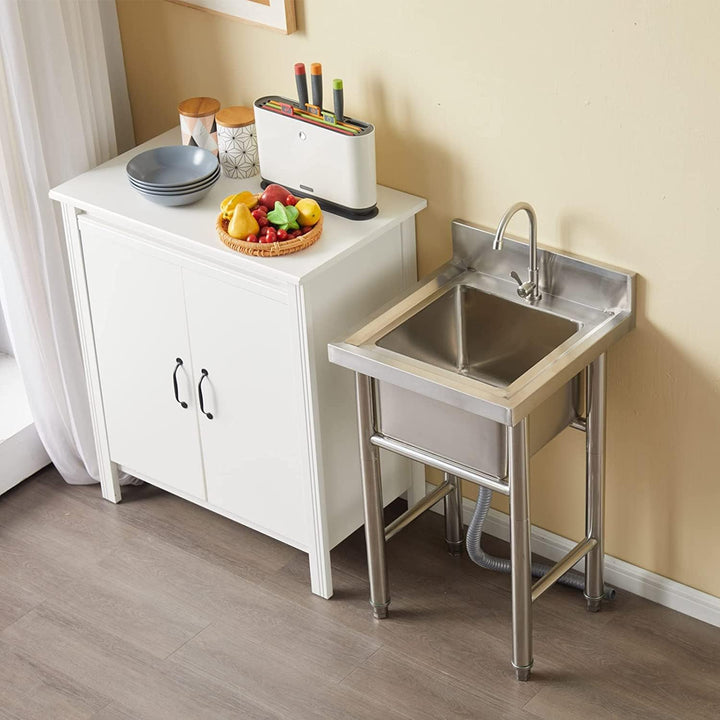 Psfghvz Sink 1 mm Stainless Steel Sink Commercial Sink Freestanding Single Basin Workshop Sink Compl