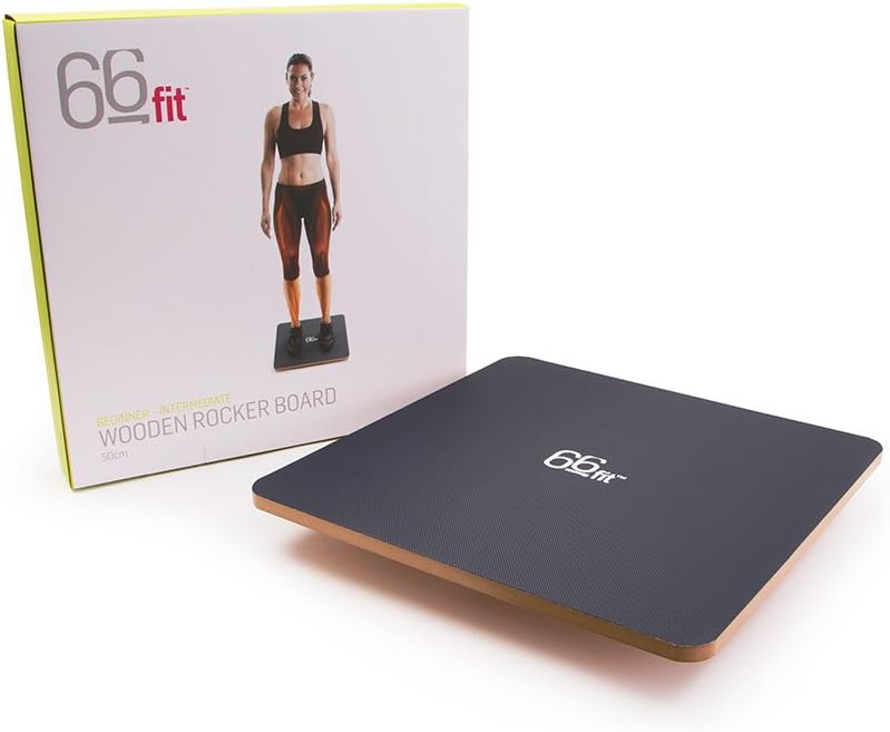 66fit Wippbrett aus Holz, 50 cm, inkl. Balance-Trainings-E-Book, Wackel-Balance-Training, Reha-Übung