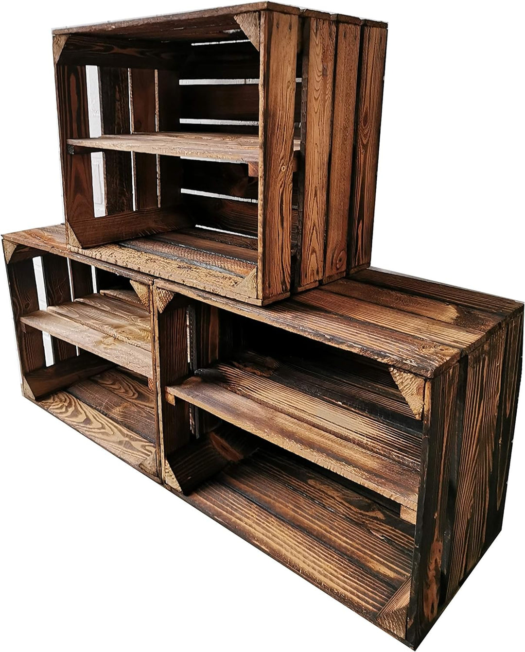 Alte geflammte Obstkisten/Holzkisten 50 x 40 x 30cm mit Zwischenboden LANG verarbeitet - Ideal für M