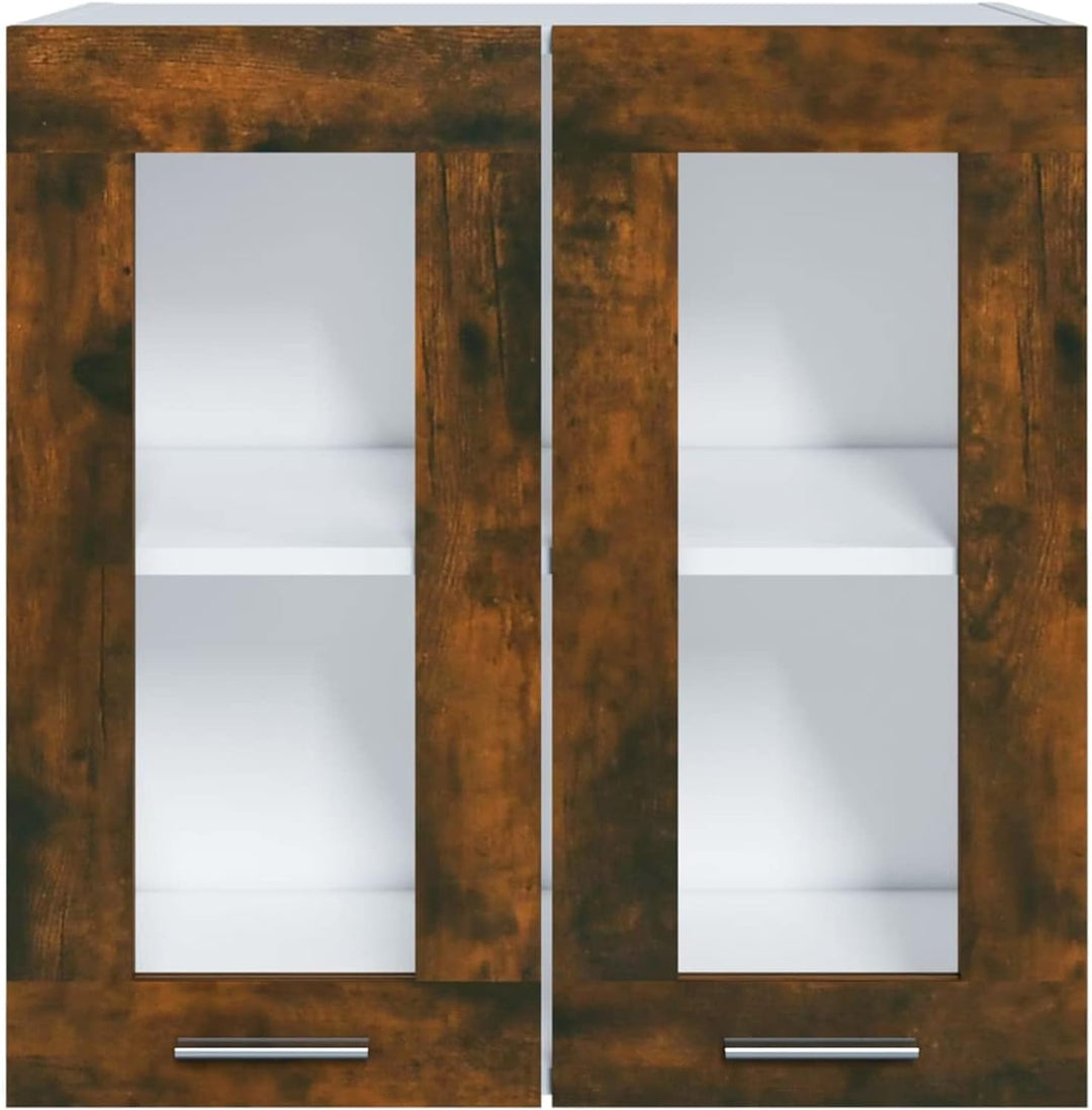 Gecheer Hängeschrank Glas Küche Schrank mit 2 Fächern und 2 Glastüren Küchenzeile Küchenmöbel Küchen