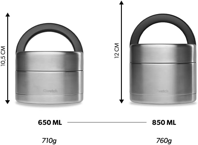QWETCH - Thermobehälter für Essen mit Griff - 650ml Anemonen - Lunchbox Edelstahl Isotherm - 5h Heis