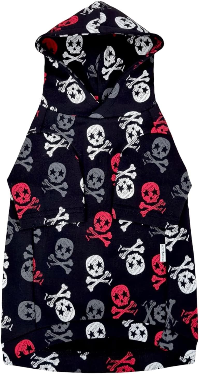 Kotomoda Katzen-Kapuzenpullover mit Totenkopf-Motiv, 100% Baumwolle, fьr Sphynx und nackte Katzen, G