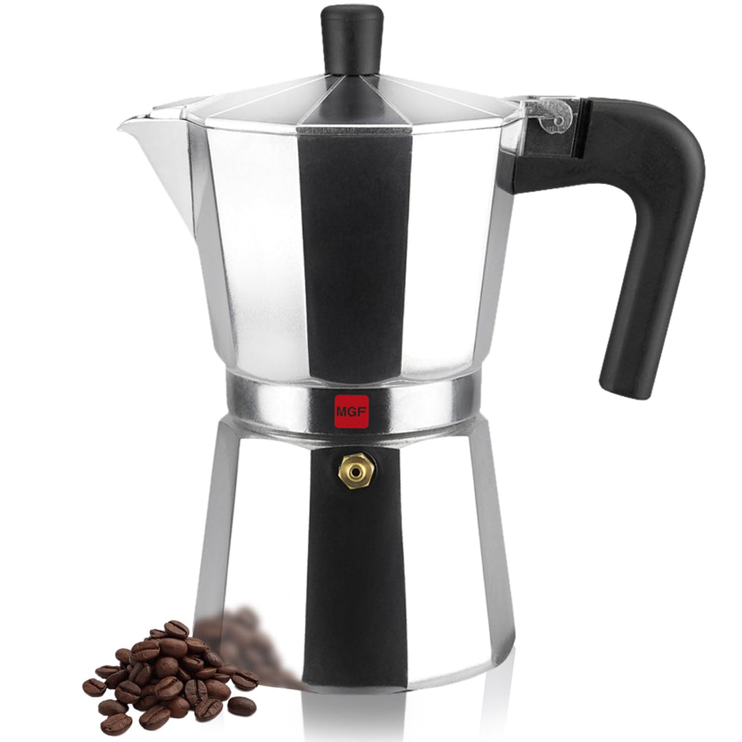Magefesa Kenia - Espressokocher 12 Tassen, Emailliertes Aluminium, Komfortable Handhabung, Für Gas,