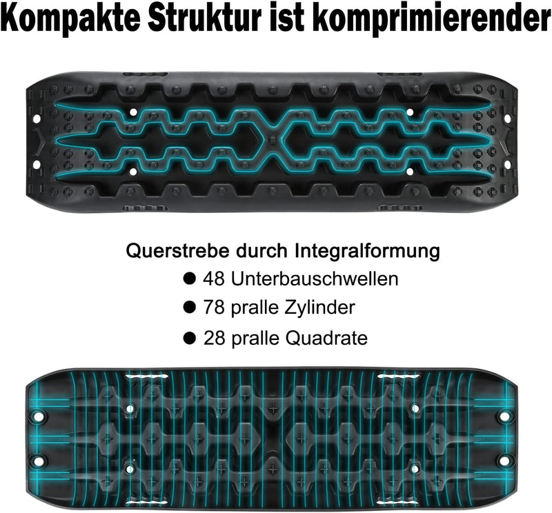 Ikodm 2x Anfahrhilfe Wohnmobil, Recovery Board Offroad Tracks, Sandbleche Traktionsmatte Kunstoff mi