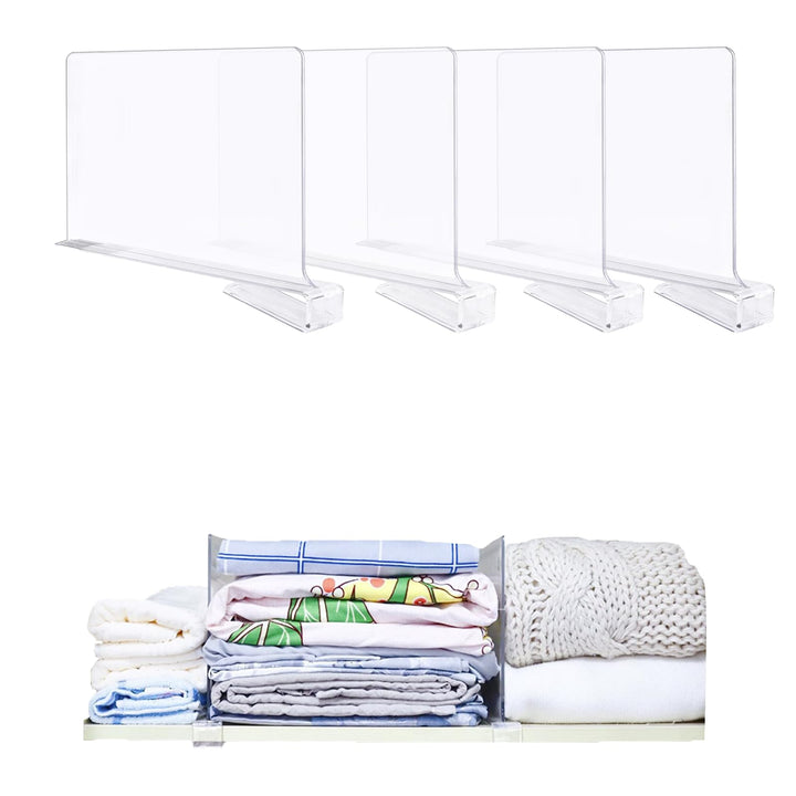 4 PCS Acryl Regalteiler, Klarer Regaltrenner für Kleiderschrank Trenner Regal Trennwand Shelf Divide