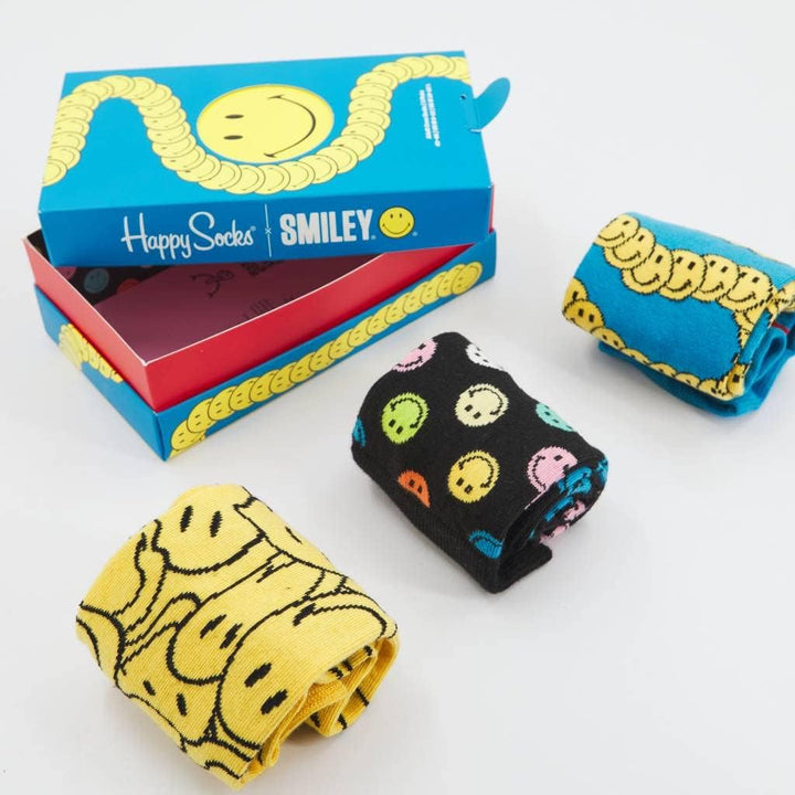 Happy Socks Herren Smiley 3-Pack Gift Set Socken, Multi, M