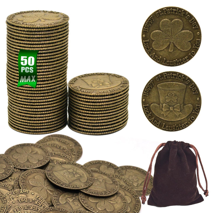 ZUCOS St. Patrick's Day-Münzen, Goldmünzen-Set, Metall Goldtaler Deko Dublonen für DND Brettspiele,
