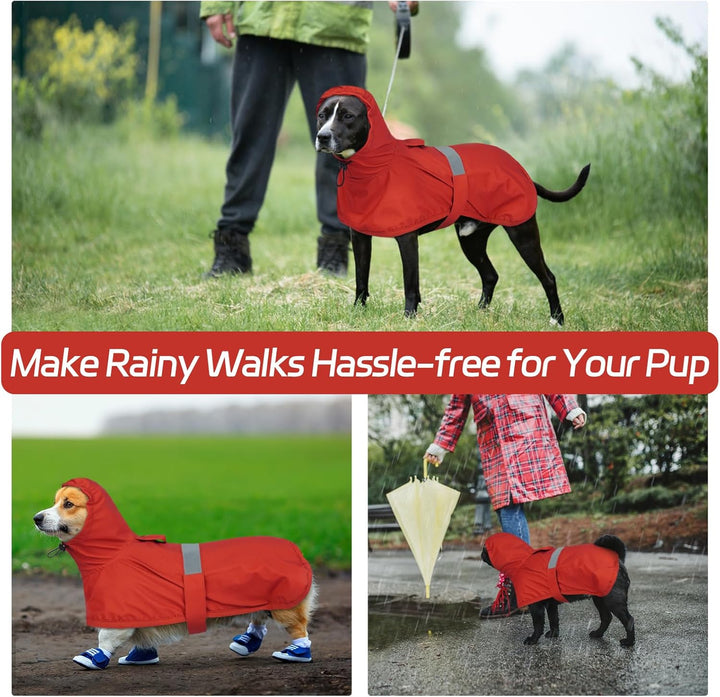 Lelepet Hund Regenmantel, wasserdichte Regenjacke für Mittelgrosse Hunde, Hunderegenmantel mit Refle