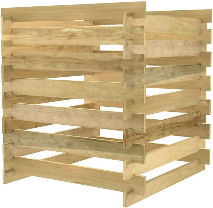 Komposter aus Holz, Gartenkomposter mit Latten, 90 x 90 x 90 cm, imprägniertes Kiefernholz