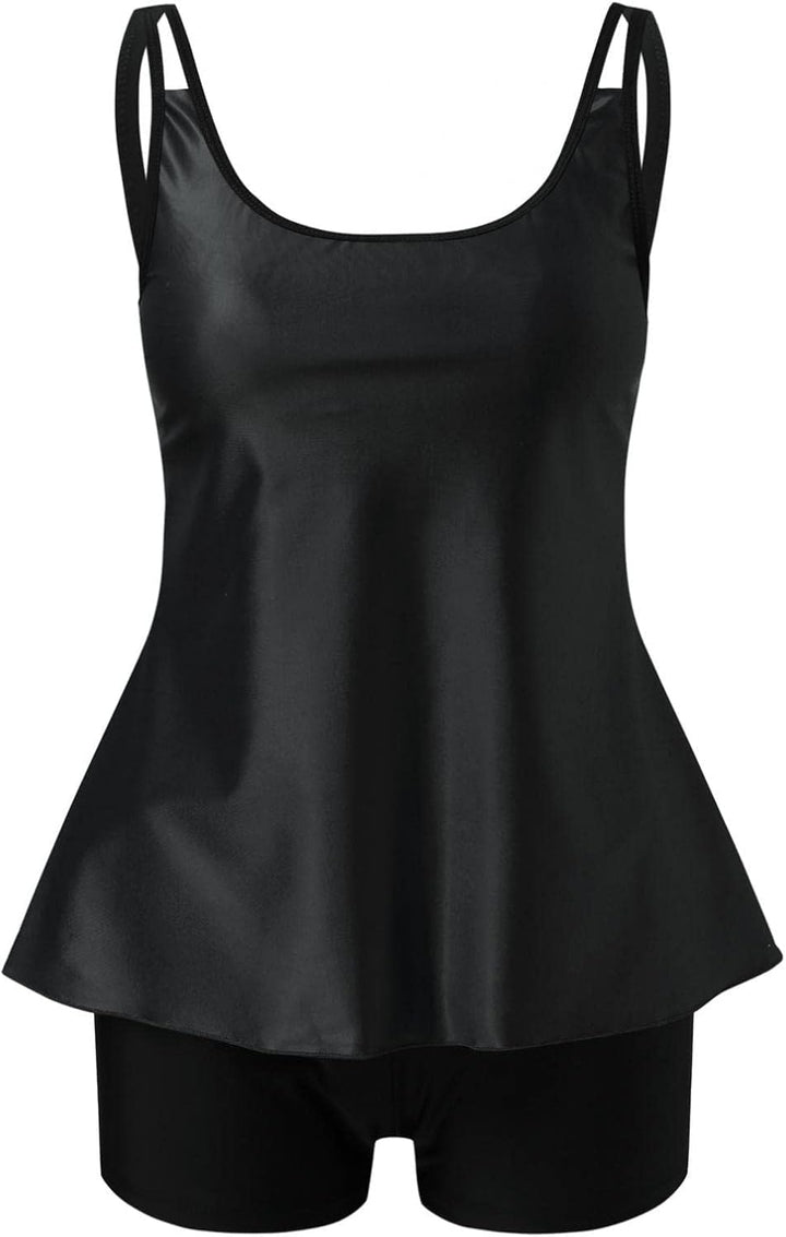 wihnsinop Tankini Damen Bauchweg Bademode Set Freizeit Badeanzug Tankinis Zweiteiler Sets Sommer Ele