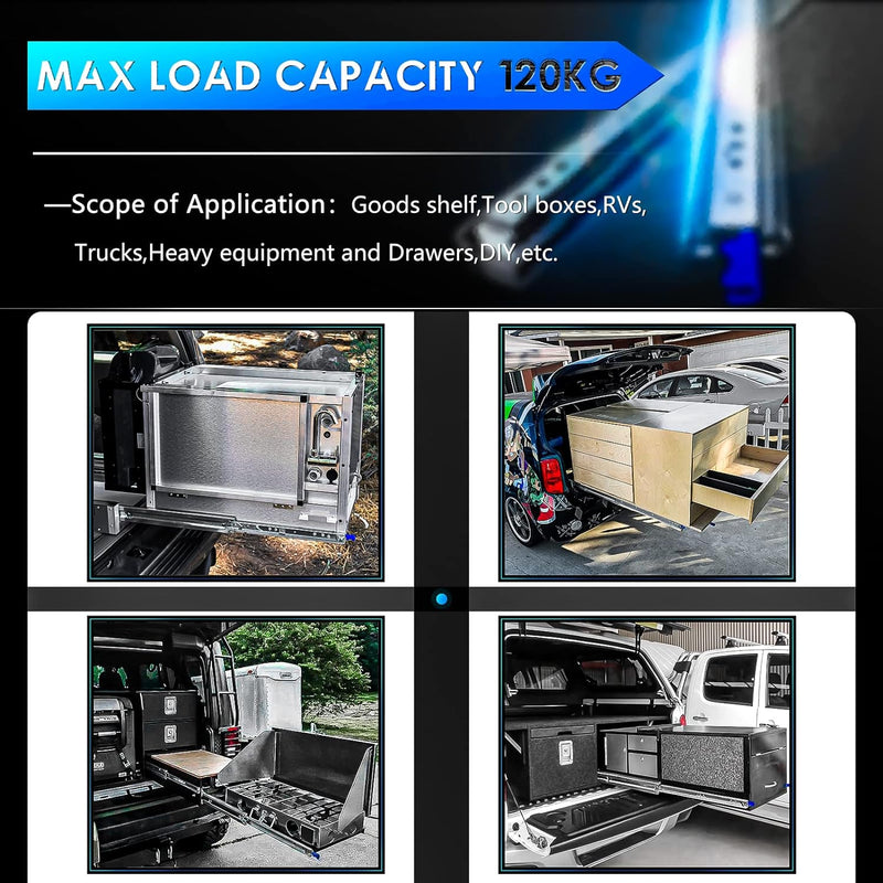AOLISHENG schubladenschiene vollauszug 300 mm,Schwere schubladenführungen mit Schloss 120 kg Ladekap