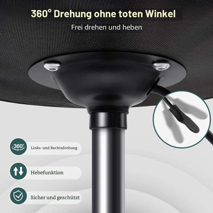 BFTOU Schwarzer klassischer Drehhocker mit Rad für Salon, Arbeit, Zuhause, SPA, Geschäft, höhenverst