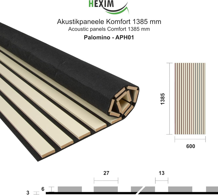 HEXIM Akustikpaneele 4 Stück 138,5x60cm Holz Comfort - flexible Holzpaneele Platten Lamellenwand Hol