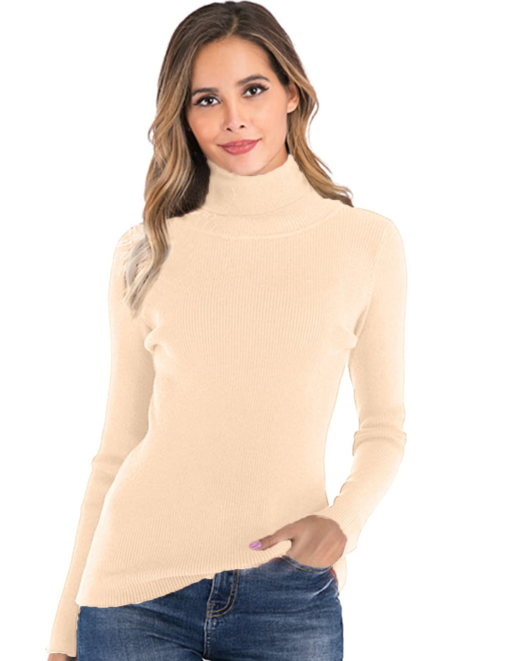 Enjoyoself Damen Rollkragenpullover Langarm Rippen Feinstrick Rolli mit Stehkragen Warm Stretch Swea