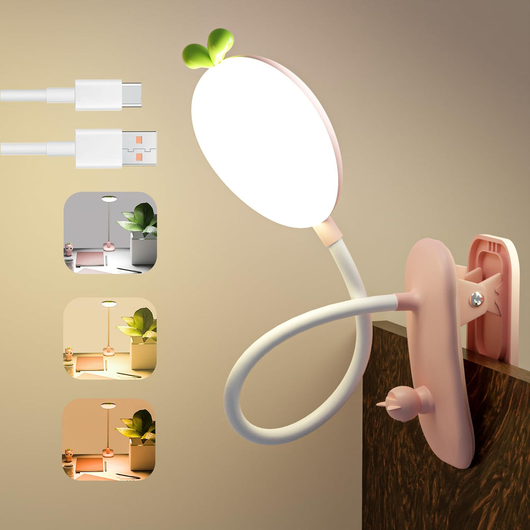 QJUZO Klemmleuchte Kinder Bett, LED Dimmbar Leselampe Buch Klemme USB Aufladbar Kinderzimmer Schreib