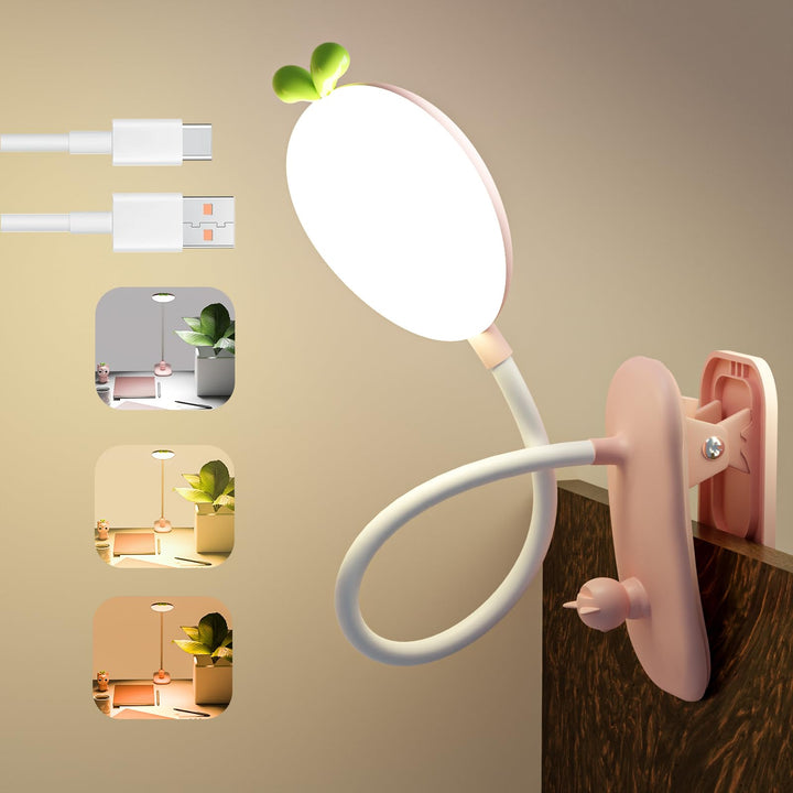 QJUZO Klemmleuchte Kinder Bett, LED Dimmbar Leselampe Buch Klemme USB Aufladbar Kinderzimmer Schreib