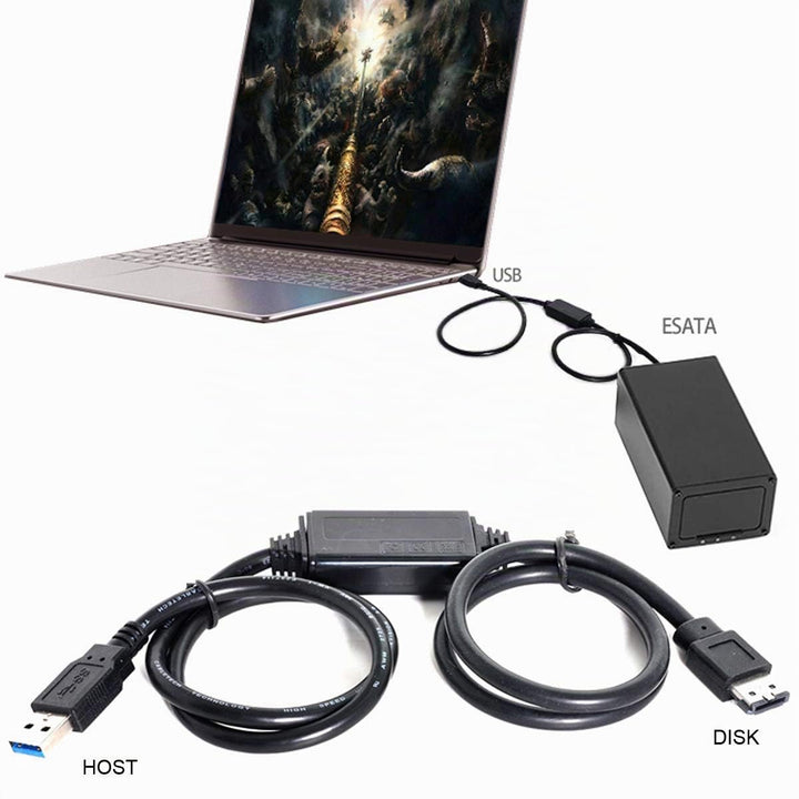 cablecc Kabel USB 3.0 zum Einschalten des eSATA DC5V-Adapters USB 2.0 zum Festplatten- / SSD- / ODD-