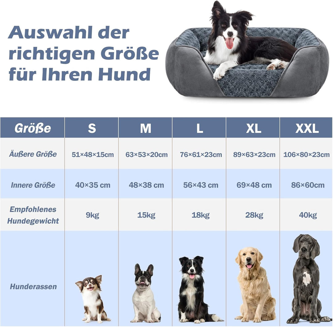 JOEJOY Hundebett Waschbar Flauschig, rutschfest Anti-Angst Hundekorb Weich Bequem Rosensamt, Haustie