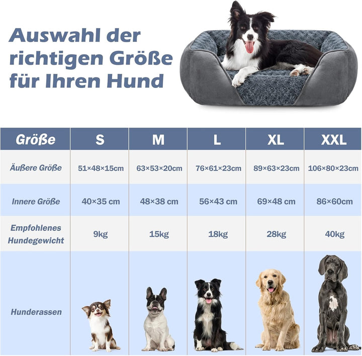 JOEJOY Hundebett Mittelgrosse Hunde, rutschfest Hundebetten Anti-Angst Hundekorb, Weich Rosensamt Hu