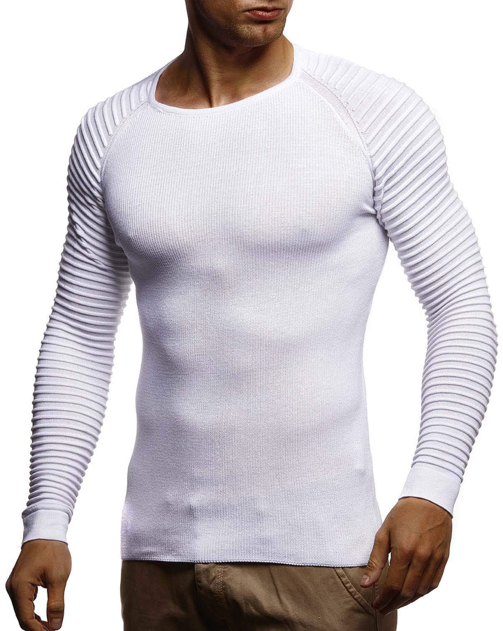 LEIF NELSON Herren Strickpullover Basic Rundhals Crew Neck Sweatshirt Langarm Sweater Feinstrick LN2