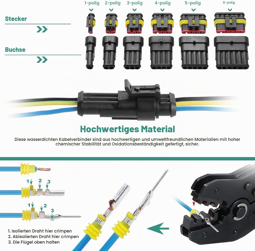 Faankiton 708Stk Auto Wasserdichter Steckverbinder, Kabel Schnellverbinder Stecker, Wasserdicht Schn