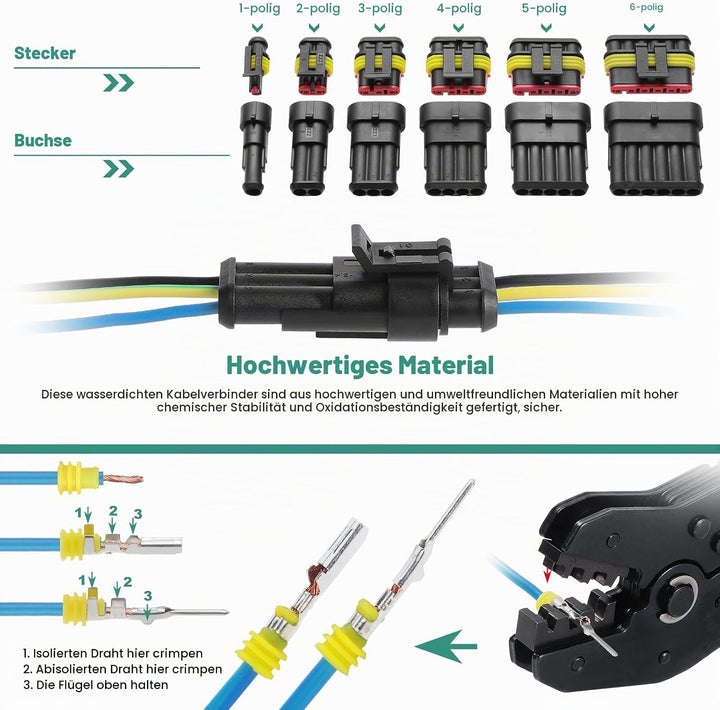 Faankiton 708Stk Auto Wasserdichter Steckverbinder, Kabel Schnellverbinder Stecker, Wasserdicht Schn