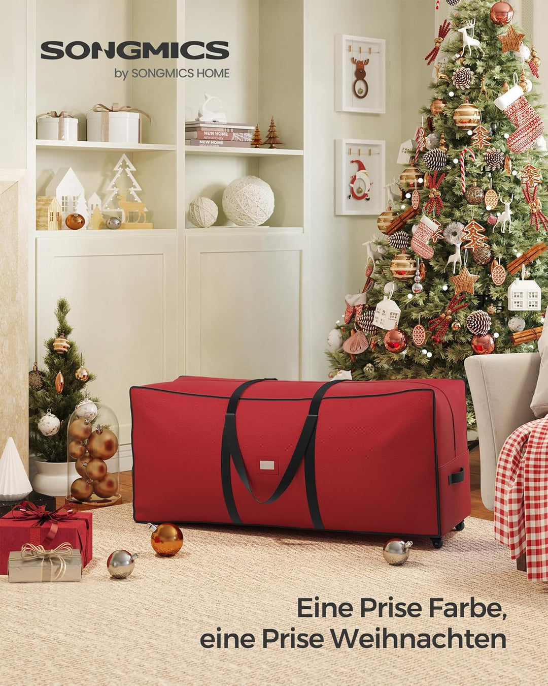 SONGMICS Aufbewahrungstasche für Weihnachtsbaum, Tragetasche auf Rollen, für Bäume bis zu 229 cm, fü